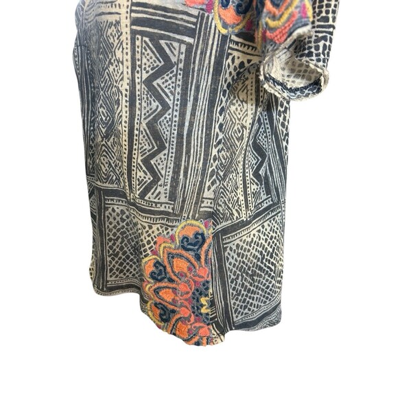 Sundance 100% Linen Embroidered V Neck Floral Boho Blue Short Sleeves Top XS - Picture 8 of 11